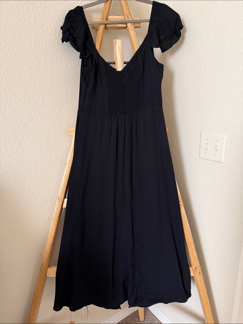 Reformation Baxley Black Maxi Dress with Puff Cap Sleeves - Picture 10 of 10